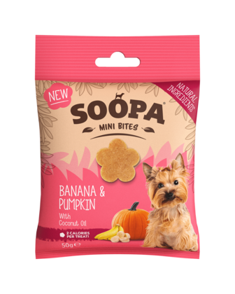 SOOPA Healthy Bites MINI dla małego psa – Banan i Dynia (50g)