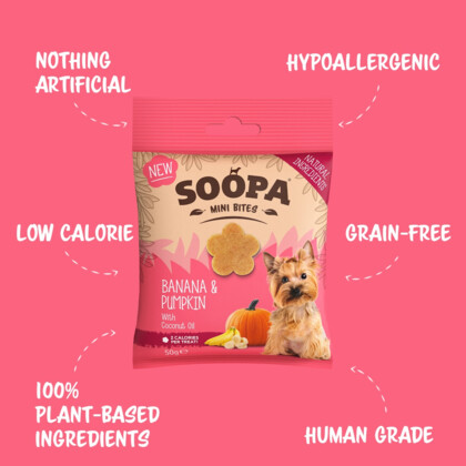 SOOPA Healthy Bites MINI dla małego psa – Banan i Dynia (50g)